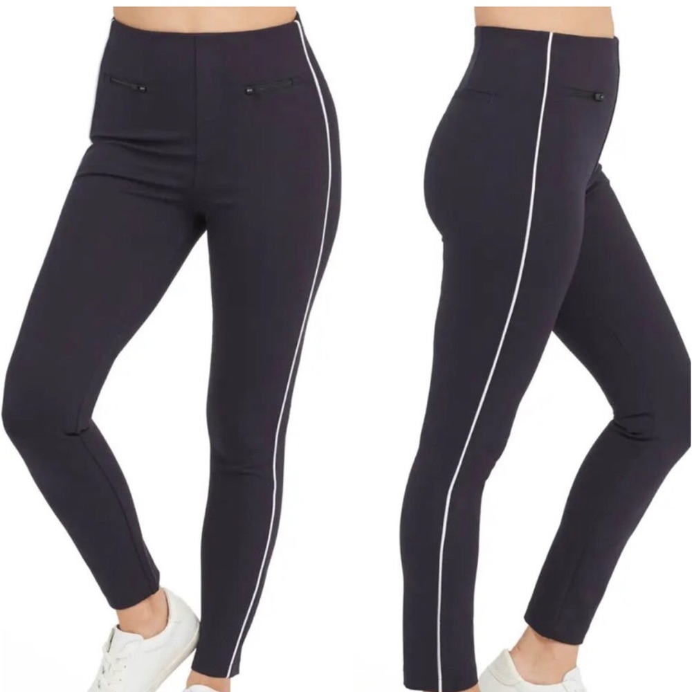 SPANX The Perfect Pant▪️Black & White▫️Ankle with Elastic Waistband-Size Medium